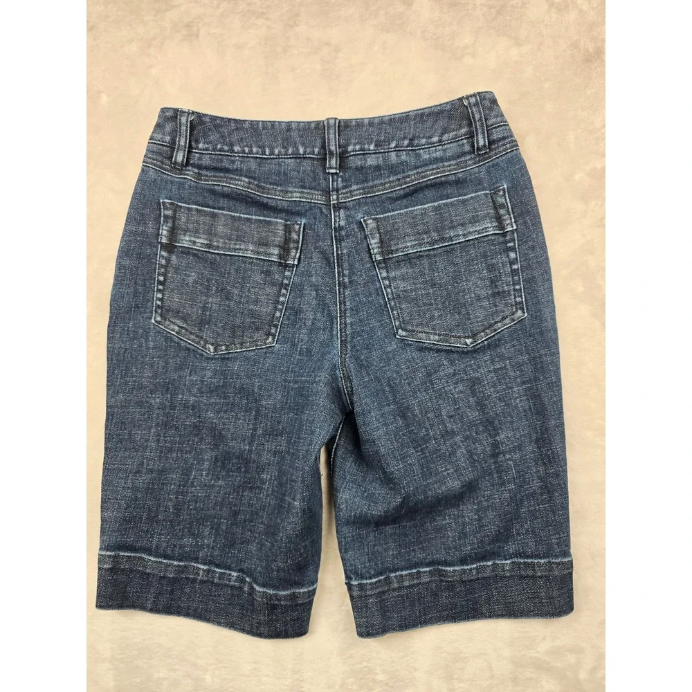 Talbots Denim Shorts Womens 4 Dark Wash Blue Jean Cotton Stretch Bermuda